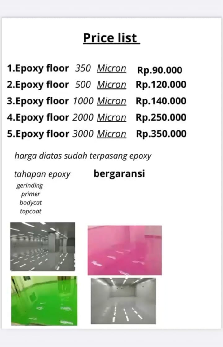 Contoh price list epoxy lantai